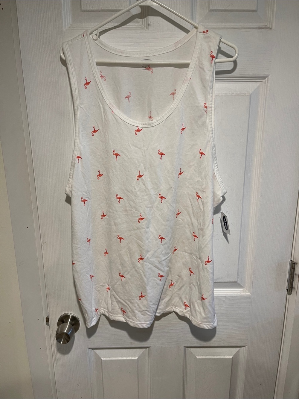 Old Navy White Tank Top with Pink Flamingo Print